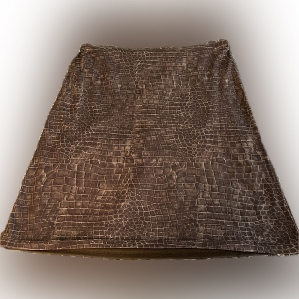 Vintage 90s Express Brown Crocodile Print Mid-Length
Bodycon Skirt